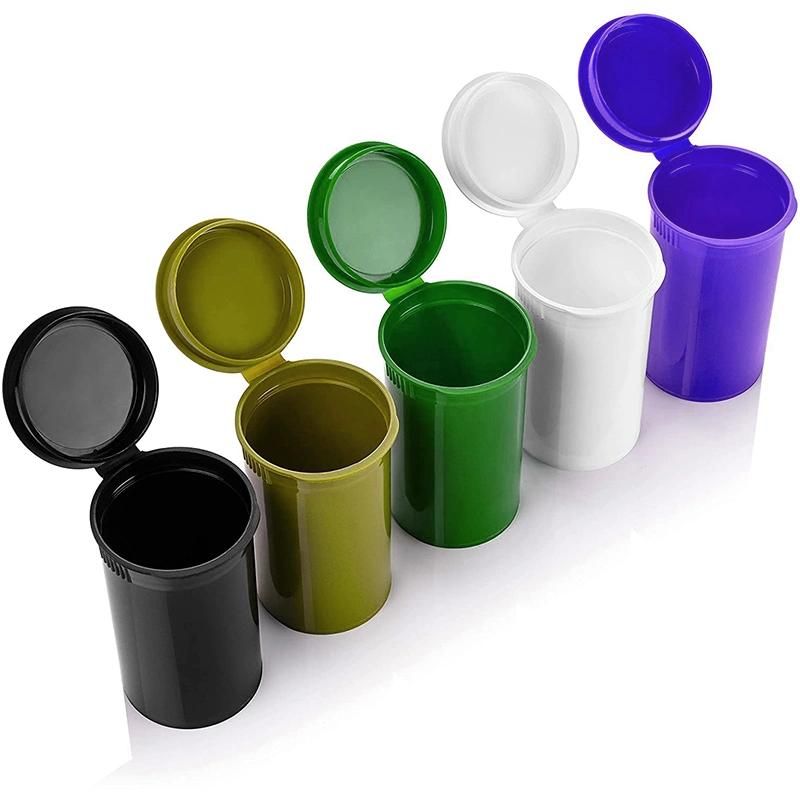 Hot Sale Capsule Medicine Bottles 19DRAM 13 DRAM Plastic Pop Top Containers with Squeeze Flip Top Lids