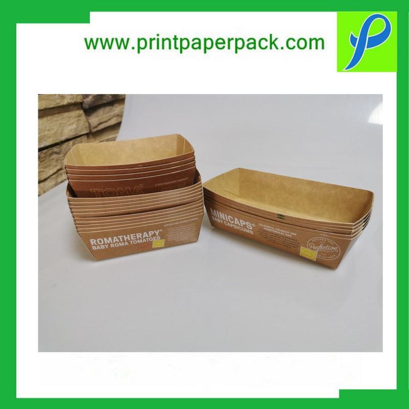 Eco Friendly Disposable Brown Kraft Paper Food Boat Tray Food Paper Tray Wholesale Custom Printed Fast Food Trays