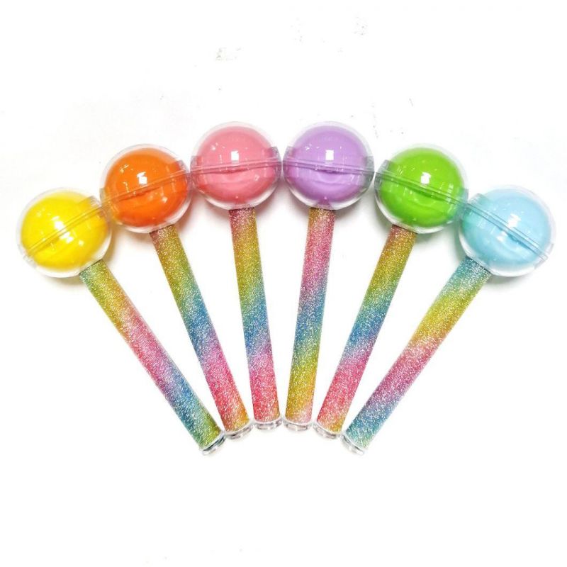 2 in 1 Lollipop Lipgloss Tube Rainbow Ball Lipbalm Container