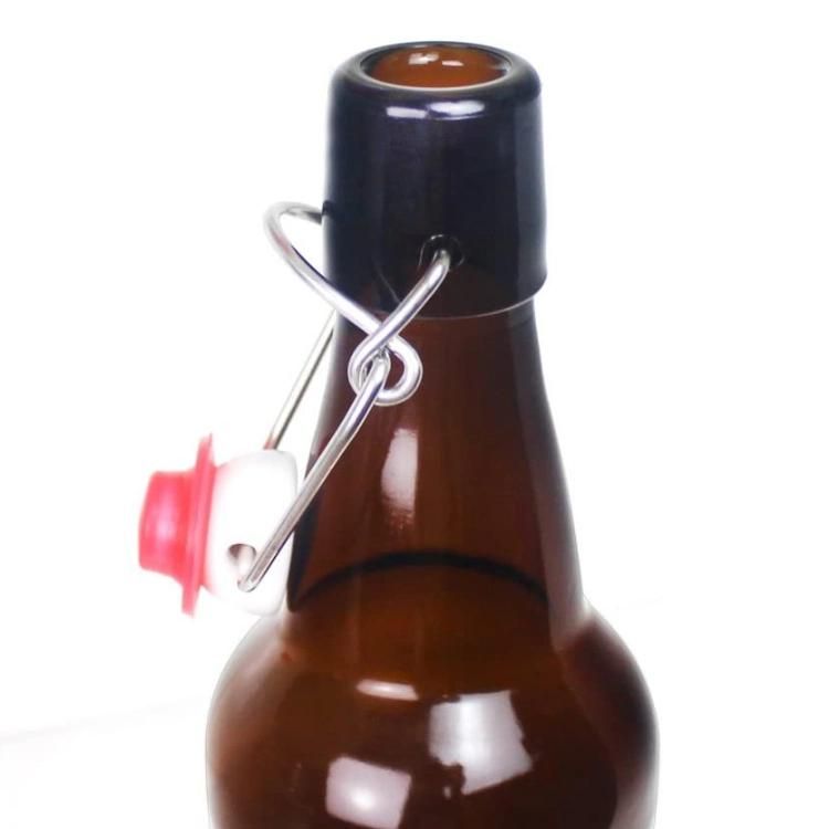 16 Oz Amber Beer Beverage Glass Bottle for Home Brewing with Swing Cap