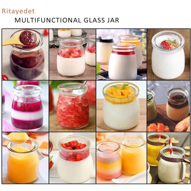 50ml 100ml 150ml 200ml Clear Pudding Jar Glass Yogurt Jar with Lid