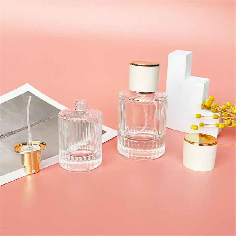 2022 New Design 30ml 50ml Luxury Glass Perfume Bottle Cylinder Shape Clear Spray Glass Screw Bottle