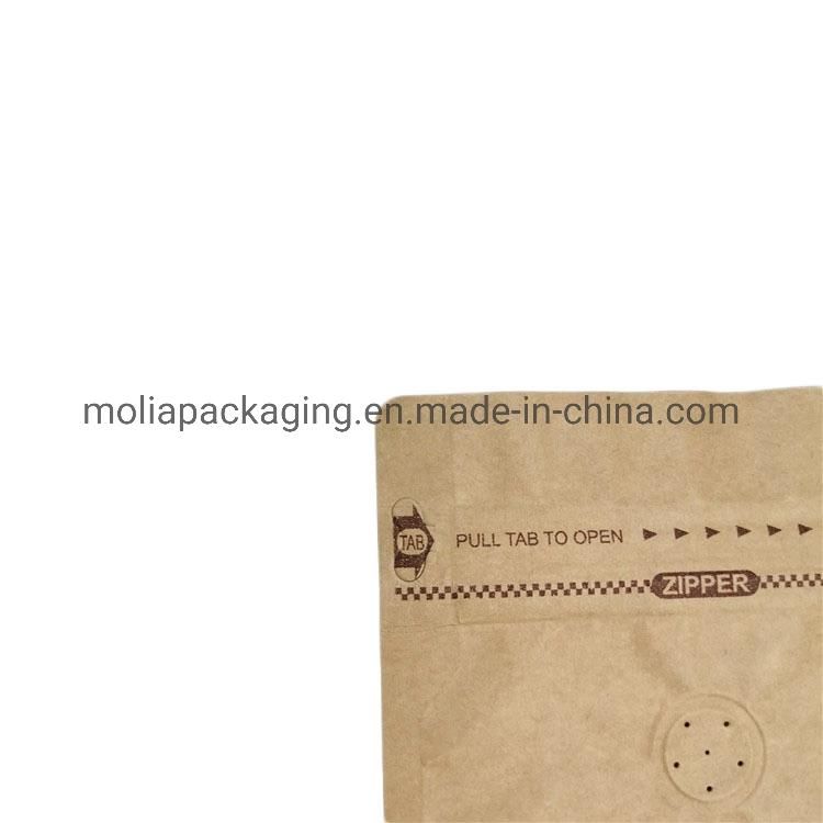 Eco-Friendly Coffee Bean Tea Pet Food Packaging Flat Bottom Bag Flat Bottom Side Gusset Valve Coffee Bag 750kg