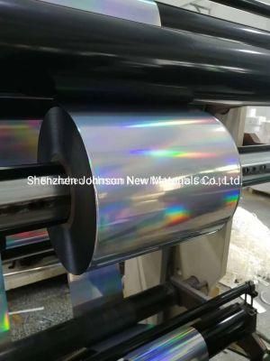 High Quality Self Adhesive Transparent Pet Silver Holographic PP Jumbo Roll for Label Printing Flexography