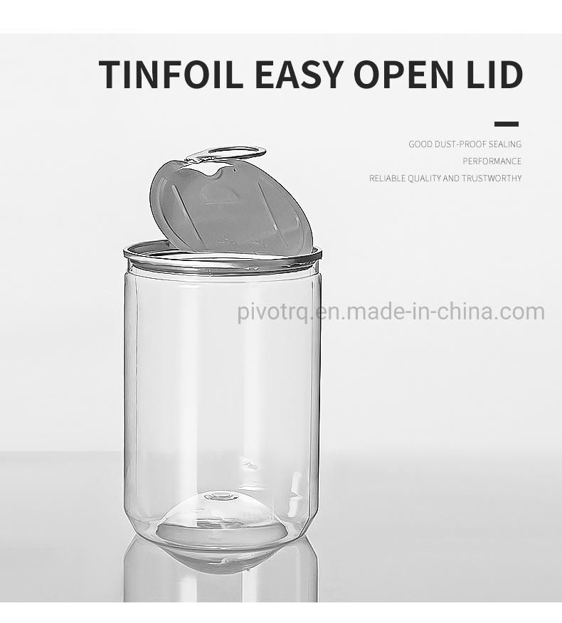 290ml Pet Transparent Easy Open Lid Bottle Plastic Jar with Aluminum Cap