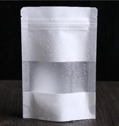 Open Window White Kraft Paper Bag Food Free-standing Bag Kraft Self-sealing Moisture-proof Bag