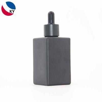 Luxury Matte Black Dropper Square 100ml 120ml Matte Black Glass Bottle