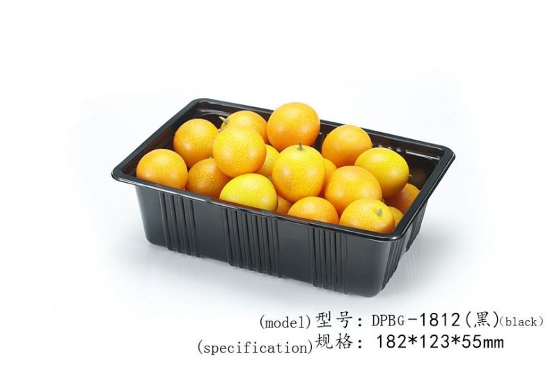 Supermarket Biodegradable Serving Tray Fruits Vegetable Storage with Dividers Cover Package Trays