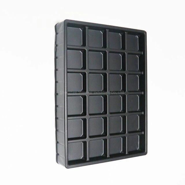 Wholesale PS Plastic Chocolate Square Grid Dividers Small Black Empty Tray