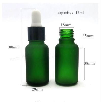 15ml Frost Green Glass Dropper Bottle with Aluminum Circle Cap 2/1oz Essential Oil Dropper Vials