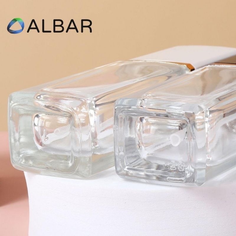 Clear and Frosted Customize Makeups Crystal Glass Perfume Cosmetics Bottle with Press Pump