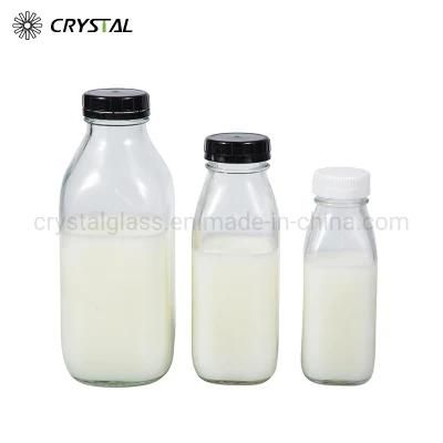 500ml Clear Glass Bottle Milk Bottle Glass Beverage Bottle Juice Bottle