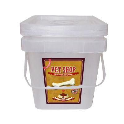 White 20 L Square Plastic Bucket with Handle