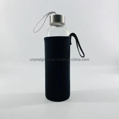 600ml 20oz Custom Made Cylindrical Cold Brews Kombucha Tea Drinking Fresh Fruit Juice Glass Bottle with Metal Lid