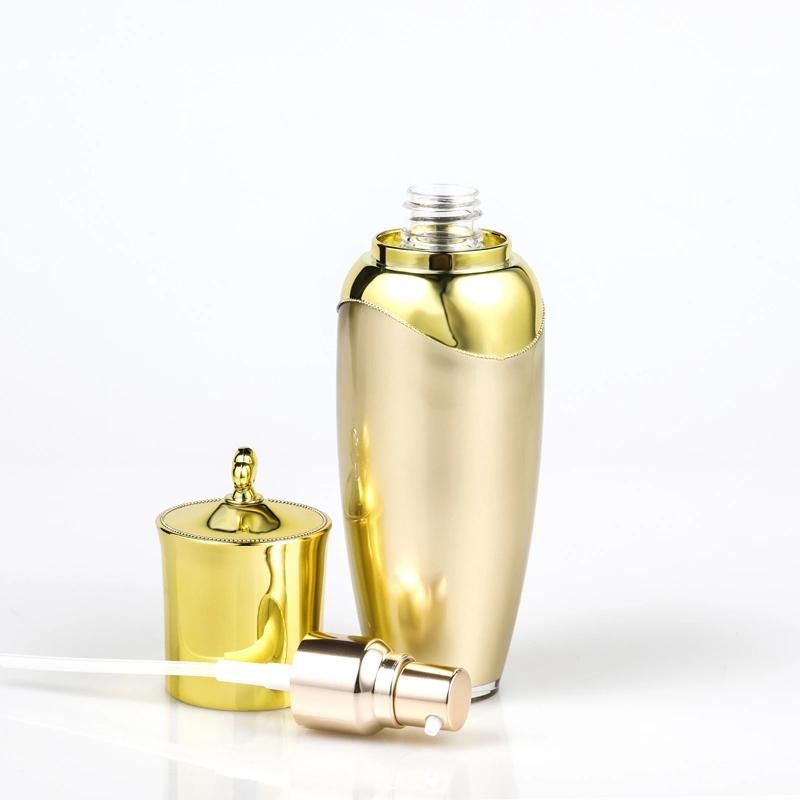 Popular Unique 20ml 30ml 80ml Golden Plastic Acrylic Lotion Bottles Pump Face Cream Bottle for Cosmetic Packaging