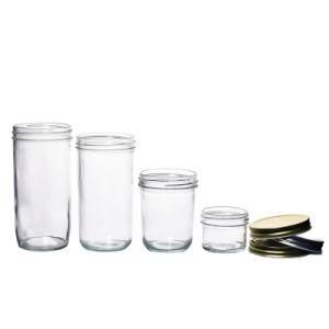 Wholesale Multiple Lids and Capacities Portable Practical Empty Clear Round Smooth Glass Food Jars