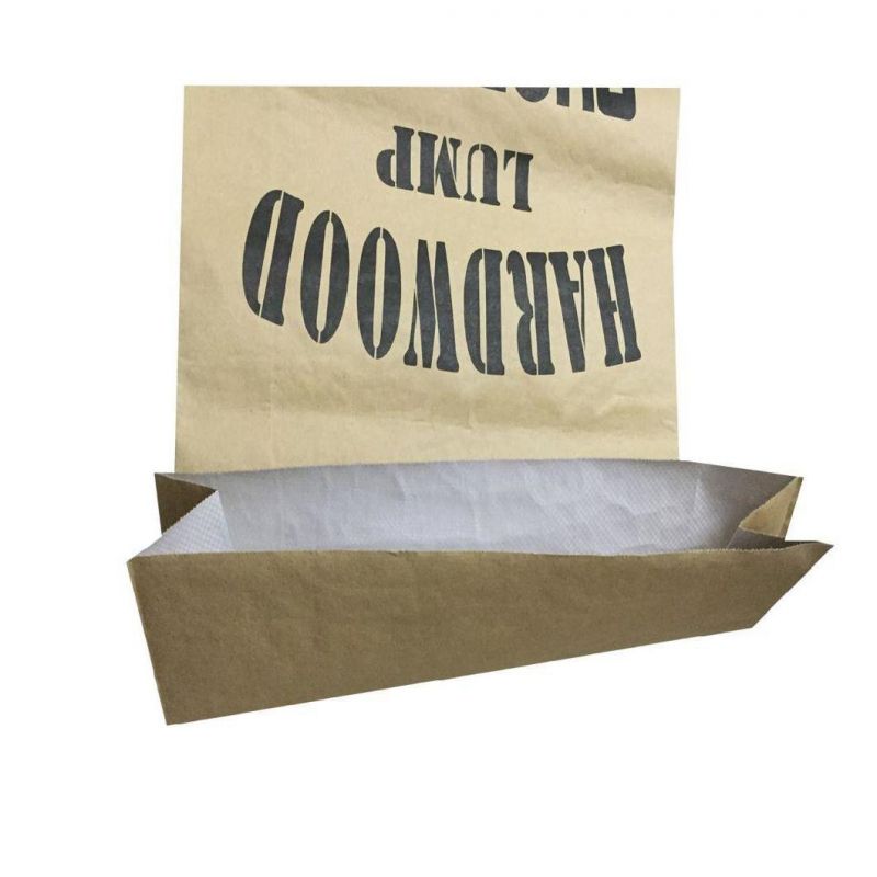 Customized White Kraft Paper Sacks with PP Woven Fabric Coated Sewing Bottom Kraft Paper Bags, Charcoal Bag