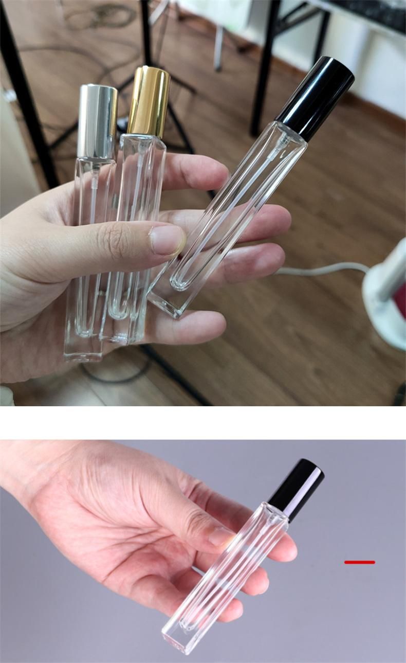 Refill Mini Rectangle Glass Spray Bottle 10ml Clear Color Glass Perfume Bottle with Atomizer