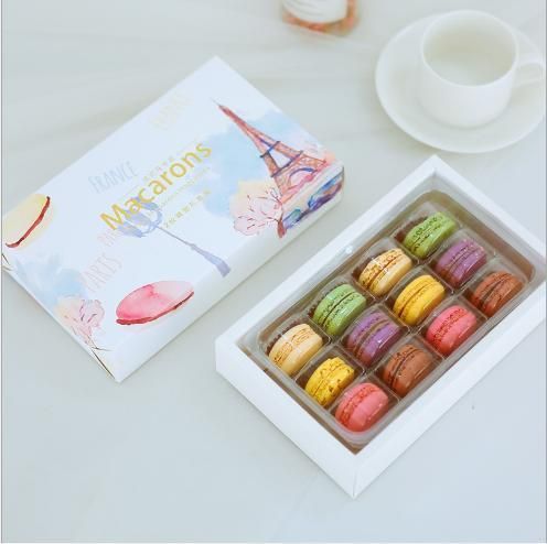 Wholesale Custom Printed Macaron Packing Box Set French Chocolate Snowflake Pastry Dakwaz Box with Window Muffin Box Packaging with Inner Support