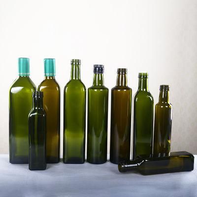 500ml Dark Green Square Olive Oil Bottle Dispenser with Stainless Steel Flip