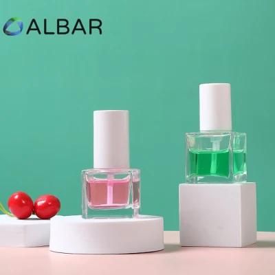 Square Cubic Ice Clear Glass Bottles with Plastic Press Caps for Cream