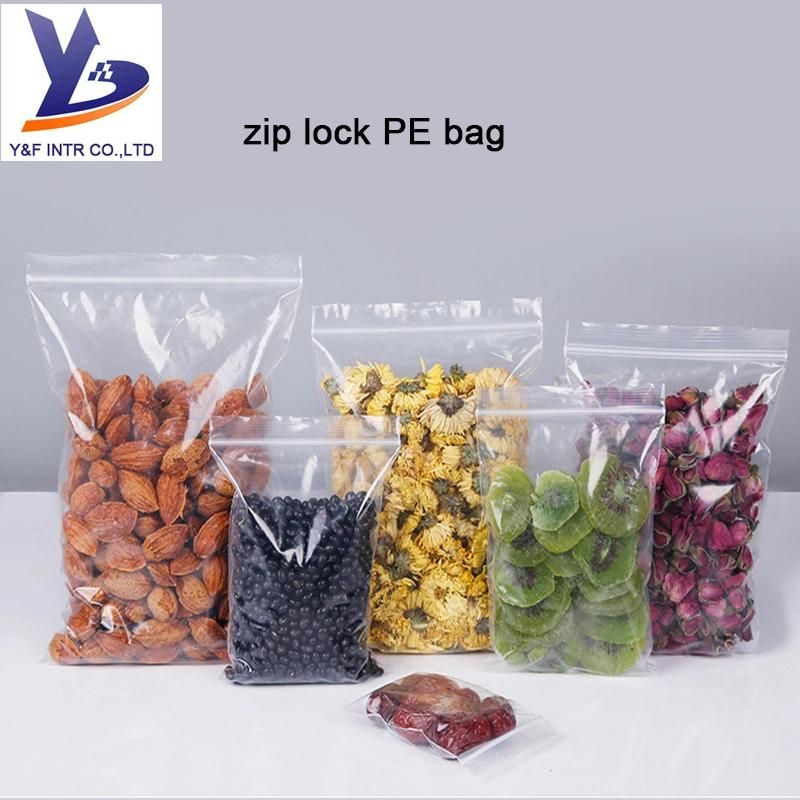 Ziplock Bag LDPE Biodegradable Food Grade Plastic Bag Clear Printed Kitchen Slide Zip Lock Zipper Self Sealing Bag