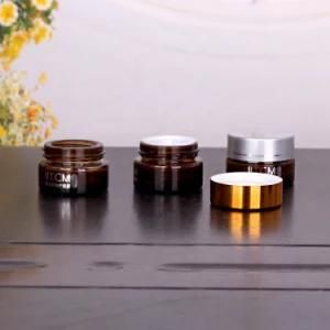 5g Amber Round Glass Eye Cream Jar with Aluminium Plastic Cap