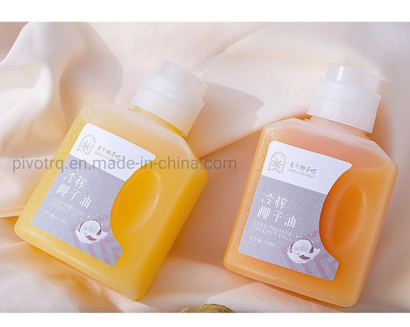 Orange Juice Coconut Oil Bottle Plastic Flat Square Bottle 390ml Disposable PP Milk Tea Cup Juice Drink Bottle