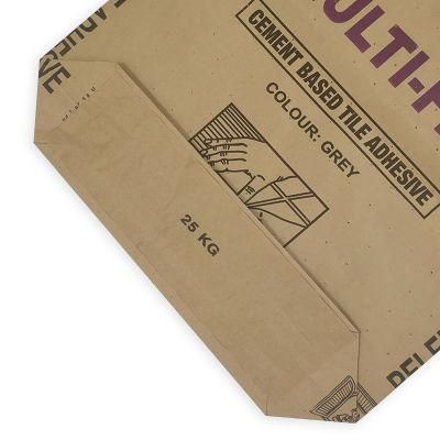 Adhesive Packaging Bag Custom Logo 25kg 50kg Kraft Paper Valve Bag Cement