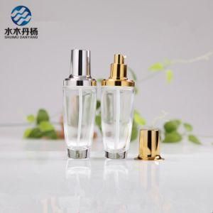 50ml Transparent Luxury Serum Lotion Glass Bottle with Pump for Cosmetic