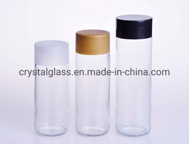 500ml Voss Shaped Round Cylinder Mineral Water Glass Bottle with Screw Plastic Cap 800ml