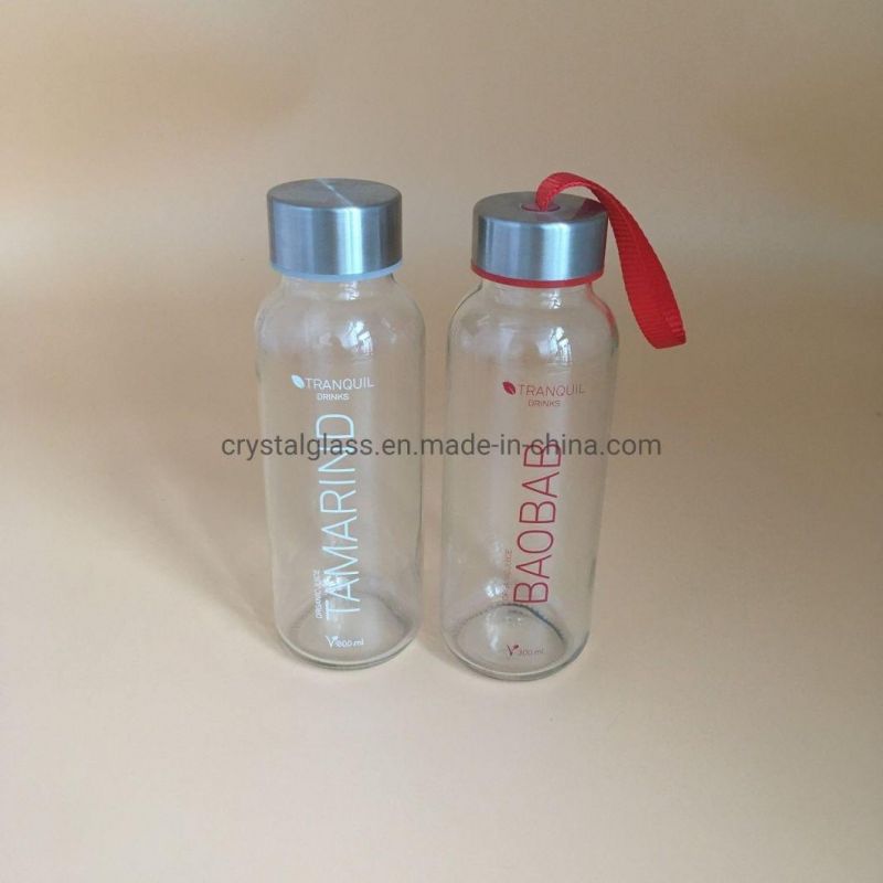 Mini Size Mineral Water Beverage Drinks Glass Bottle with Metal Caps and String 5oz