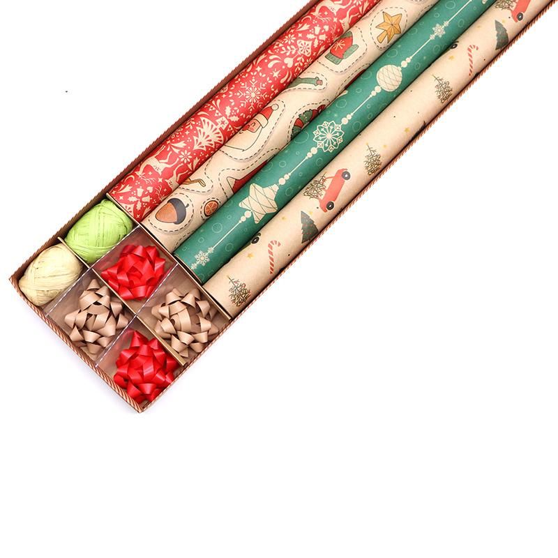 FSC White/Multi "Ugly Xmas Sweater Ornament Custom Printed Wrapping Paper Roll Gift Wrapping Paper Manufacturer Roll Wrapping Paper