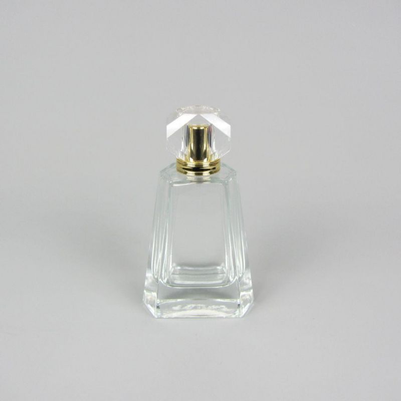 High-End Square Clear Perfume Glass Bottle for Cosmetic