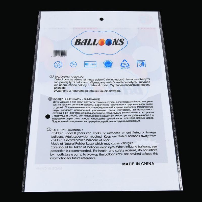 Customized Print Logo Clear Self Adhesive OPP Balloon Packaging Bag Seal Bag