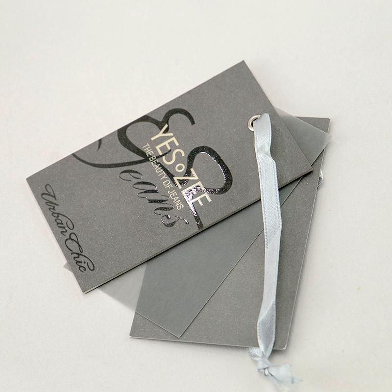 600GSM Paper Gray Logo Black Foil Custom Hang Tag