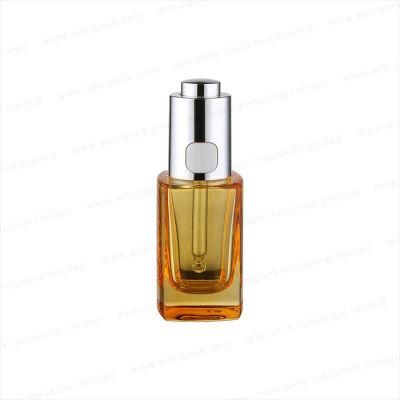 New Design Custom Made 30ml Push Button Flat Shoulder Essential Oil Glass Bottle Frosted Cosmetic Glass Dropper Bottle