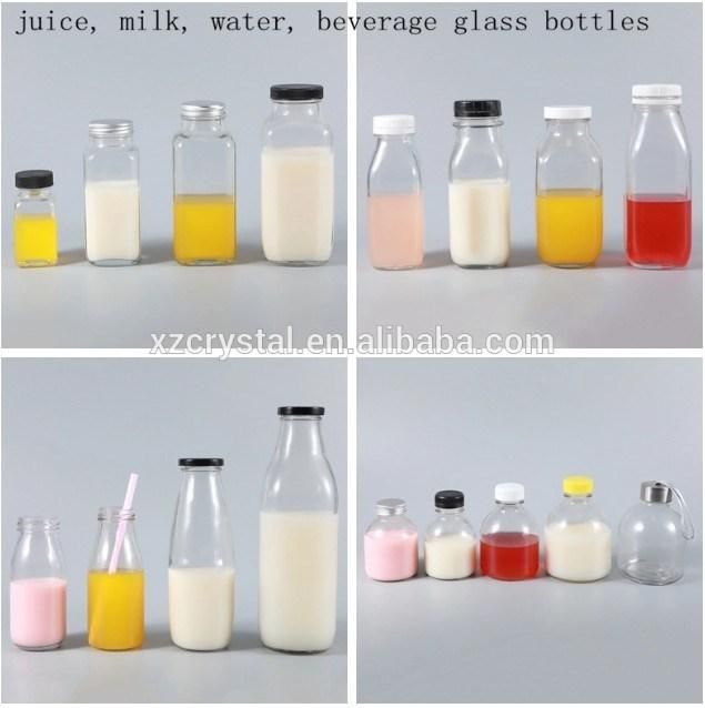 200ml 250ml 350ml Milk Botttle Tea Bottle Glass Bottle with Metal Caps