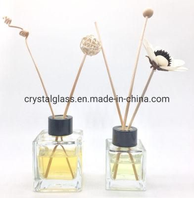 Fragrance Diffuser Air Freshener Empty Glass Square Diffuser Bottle with Shiny Silver Cap