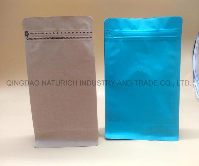 350g 450g Quad Seal Black and Blue Food Bag Coffee Bag