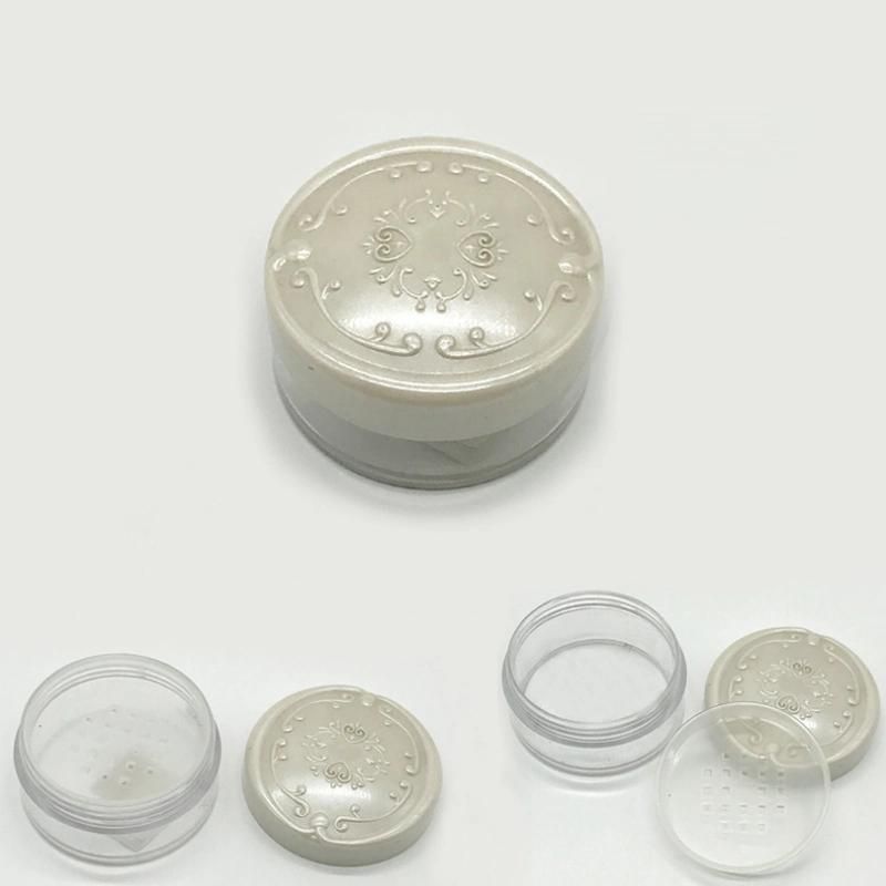 Empty Round Plastic Clear Loose Powder Jar with Sifter Customized Wholesale Make up Powder Case with Puff