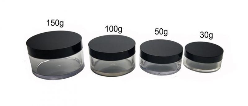 30g 50g 100g 150g Plastic Body Cream Jar Cream Container with Black Lid