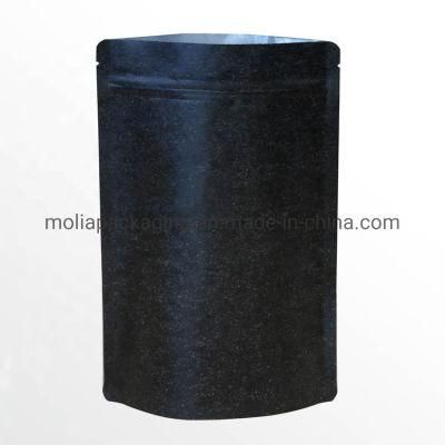 Black Kraft Paper 4mil Reclosable Mylar Foil Ziplock Bags Stand up Food Pouches Bags Bulk Food Storage Mylar Bags