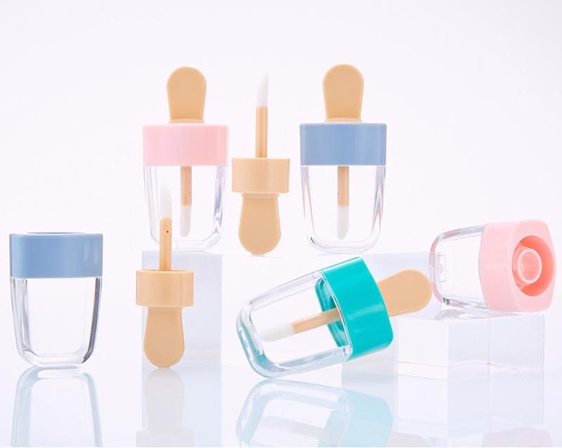 Custom 8ml Empty Luxury Clear Plastic Cute Cosmetic Packaging Balm Lip Gloss Containers Tube with Brush Wand