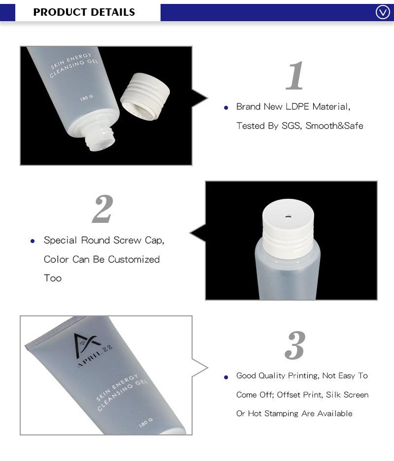 Personal Care Cosmetic180ml 6 Oz See-Through Packaging Plastic Tube for Cleansing Gel