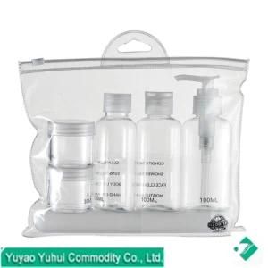 Transparent Travel Sets with Plastic Jar, Toothbrush Holder, Empty Bottle