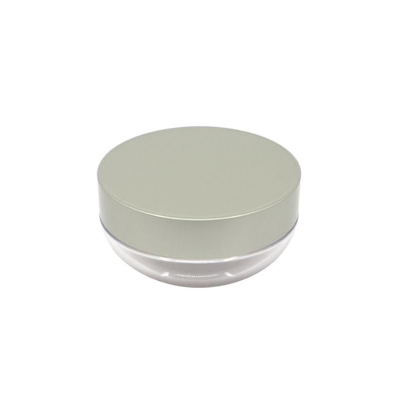 Hot Sell Round Champagne Makeup Packaging Custom Logo Plastic Empty Round Transparent Loose Powder Jar with Sifter and Puff