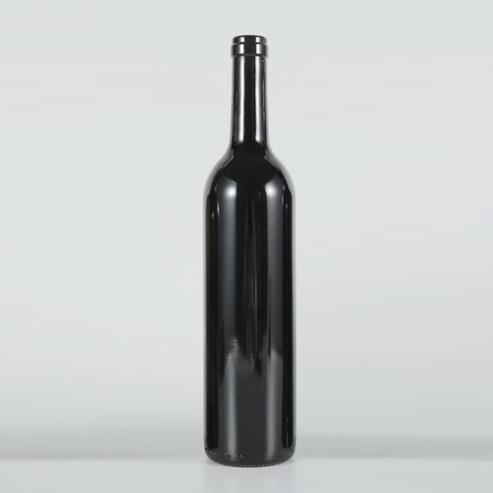 750ml Black Color Glass Wine Bottle with Cork Lids