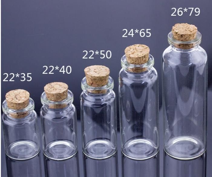 Clear Glass Bottle Vials Empty Sample Jars with Cork Stopper Vial Weddings Wish Bottle Small Glass Jars