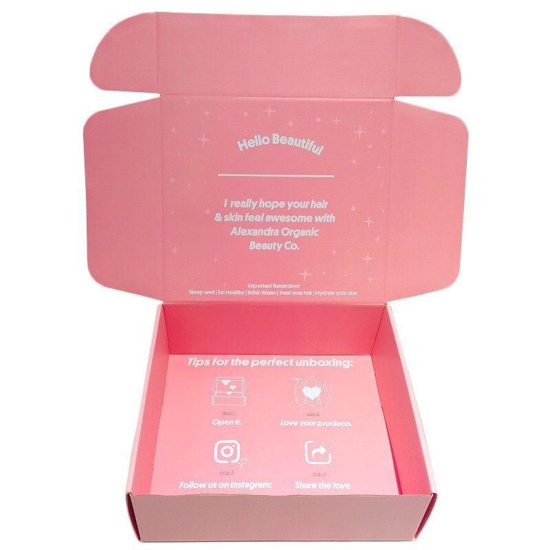 Wholesale Customized Printed Pink Gift Mailer Packaging Cardboard Corrugated Paper Carton Box